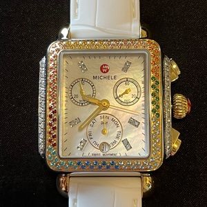 MICHELE DECO CAROUSEL TWO-TONE 18K GOLD DIAMOND WATCH